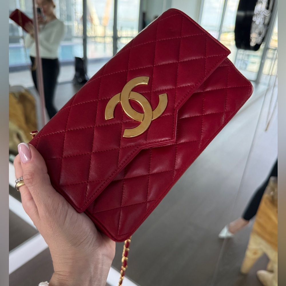LOT 1800 24K gold plated CHANEL vintage XL CC rectangular flap 1989-1991 - Picture 7 of 17